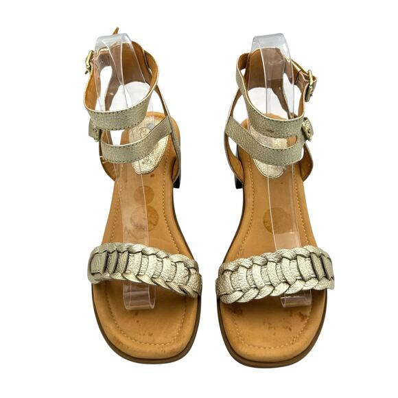 Sperry Top Sider Gold Cup Vivian Mora Platinum Gold Leather Heeled Sandals - Picture 2 of 10